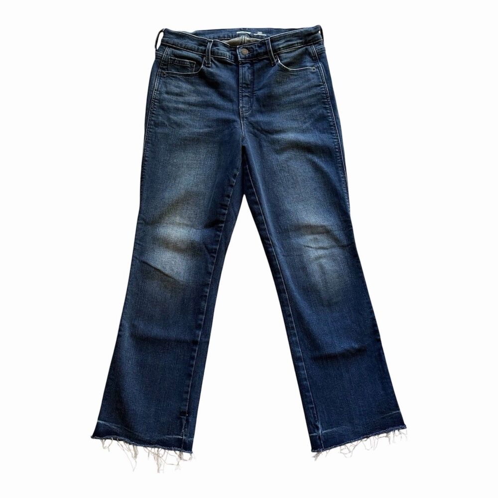 Old Navy Women's 8 High-Rise Secret-Slim Pockets Raw-Edge Flare Ankle Jeans